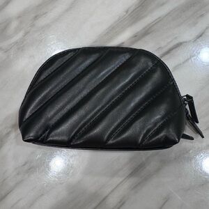 YSL Black on Black Zipper Closure Makeup Pouch Bag